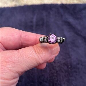 Chic Silver and Purple Gemstone Ring